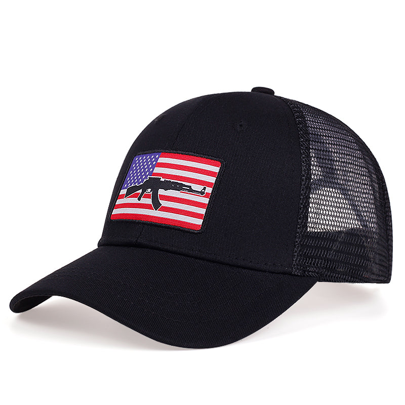 AK-47 USA Flag Trucker Hat - FROGMANGLOBAL